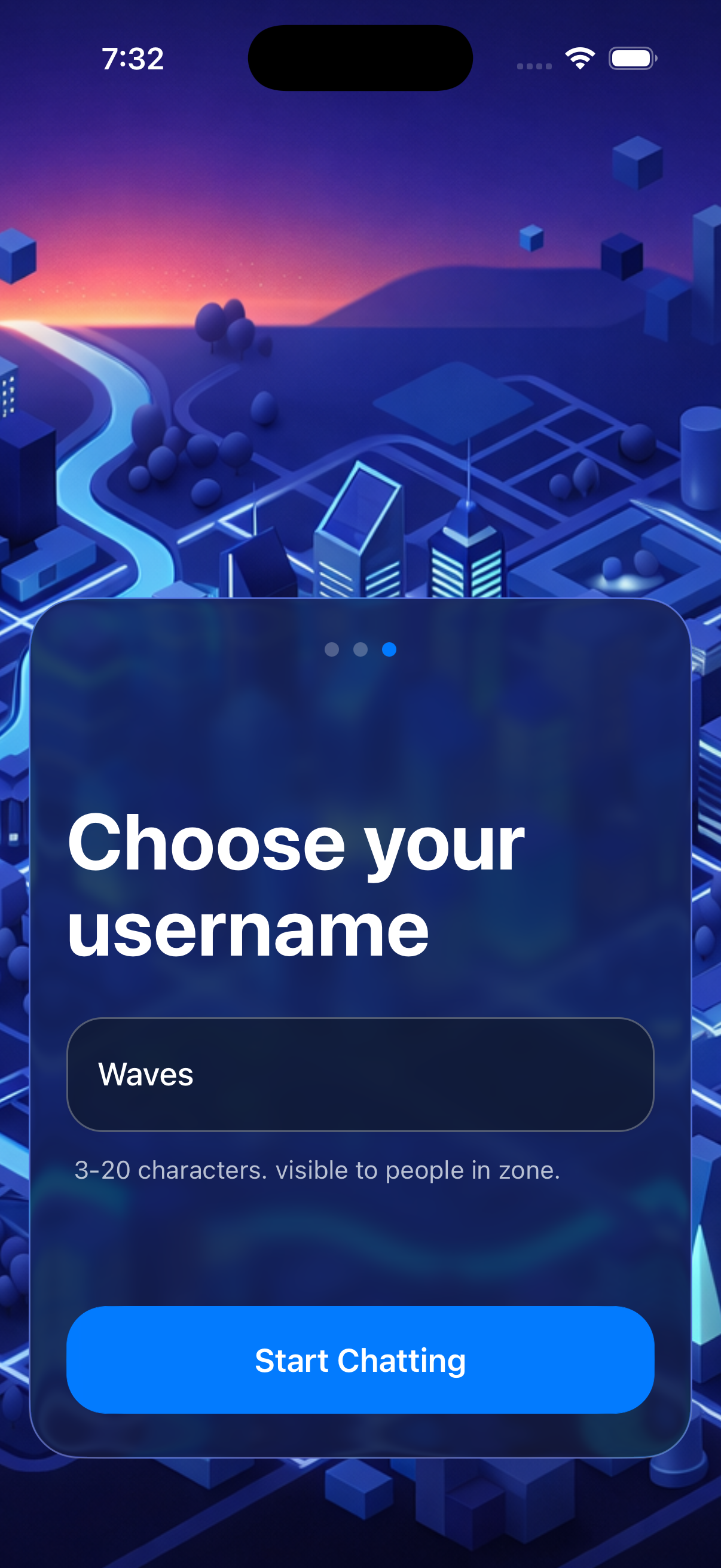 Choose your username screen in SoIRL